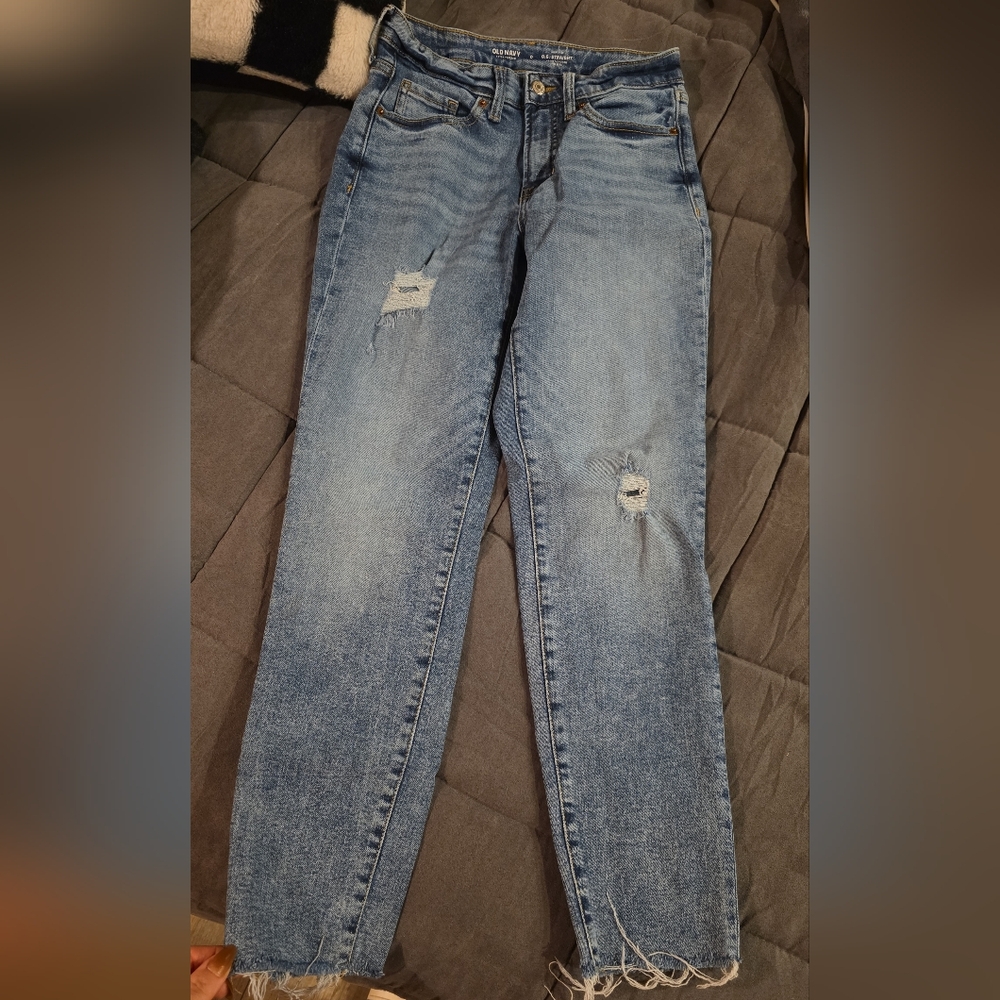OLD NAVY DARK BLUE HIGH RISE OG STRAIGHT | SIZE 0
